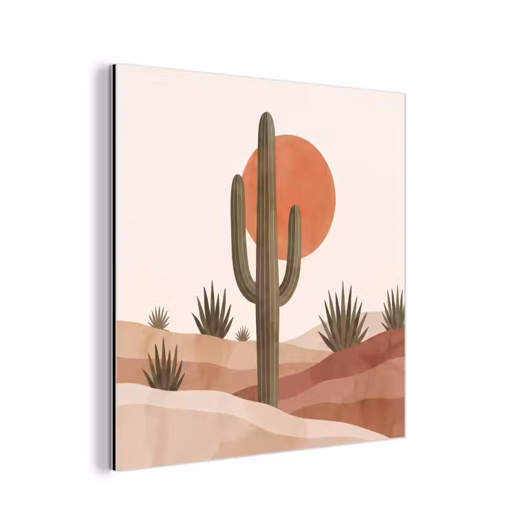 Aluminium schilderij - Cactus - Duinen - Modern - Landschap - Groen — 1