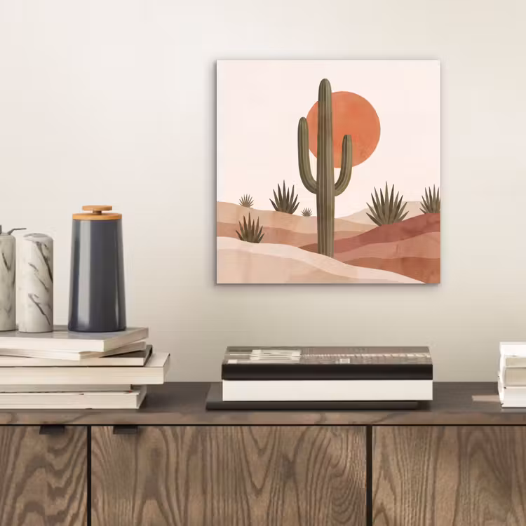 Aluminium schilderij - Cactus - Duinen - Modern - Landschap - Groen — 2
