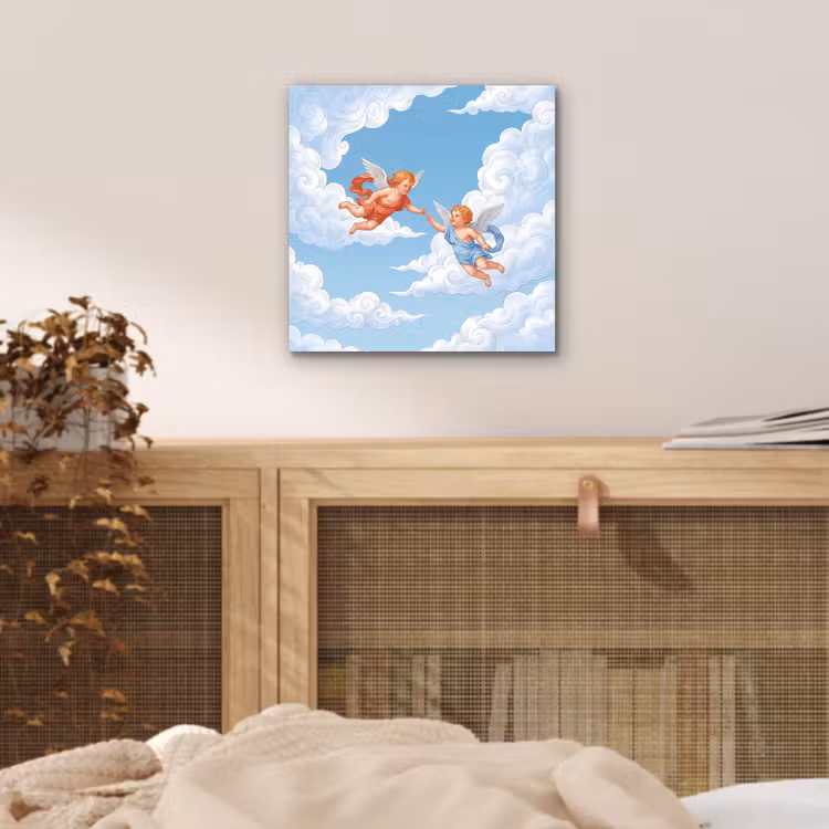 Aluminium schilderij - Engel - Vliegend - Klassiek - Blauw — 4