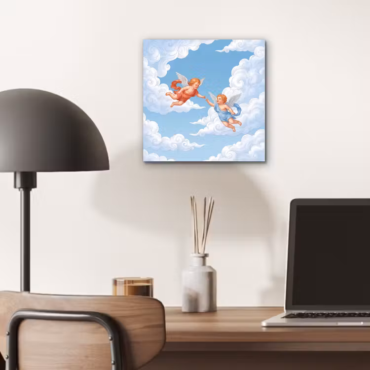 Aluminium schilderij - Engel - Vliegend - Klassiek - Blauw — 6