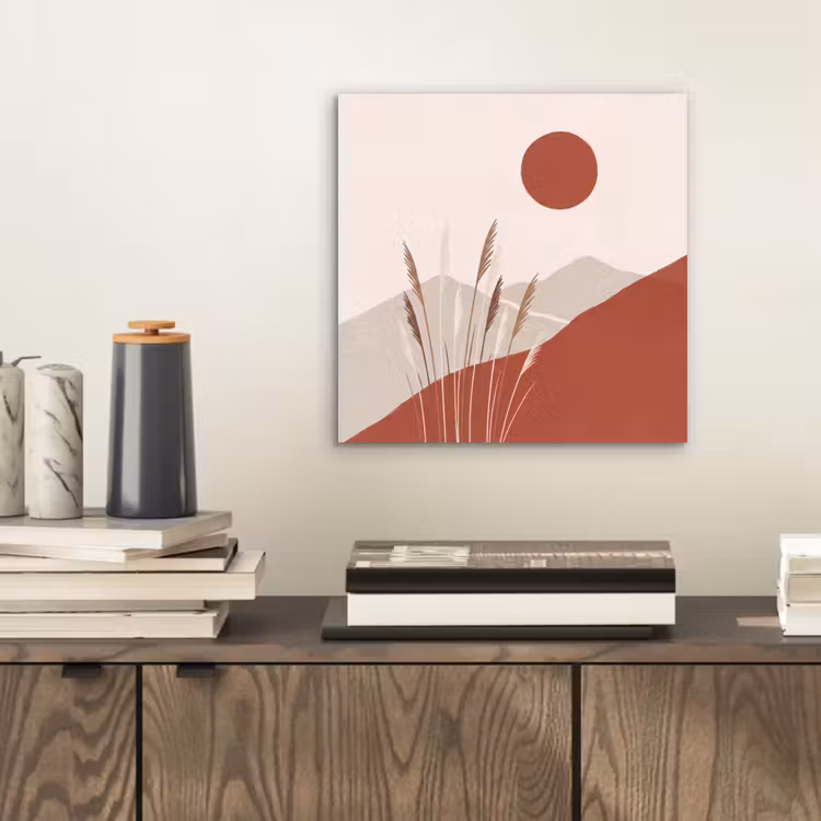 Aluminium schilderij - Gras - Landschap - Natuur - Abstract - Beige — 2