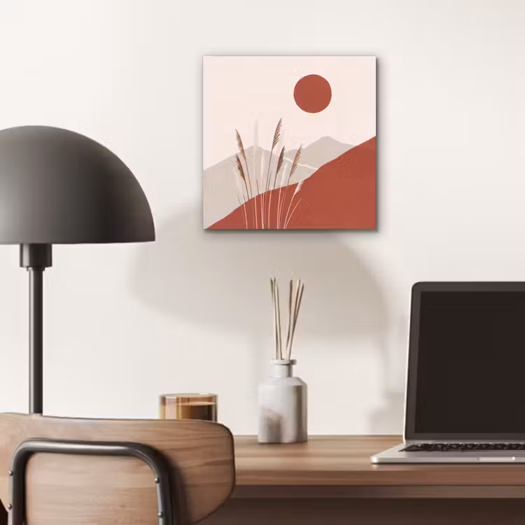 Aluminium schilderij - Gras - Landschap - Natuur - Abstract - Beige — 6