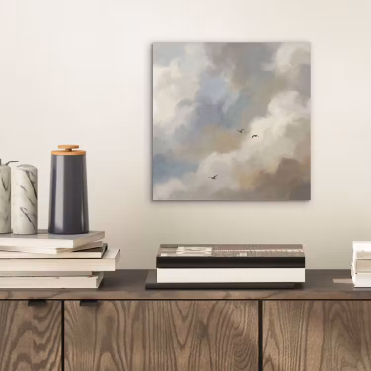 Aluminium schilderij - Vogel - Wolken - Natuur - Modern - Grijs — 2