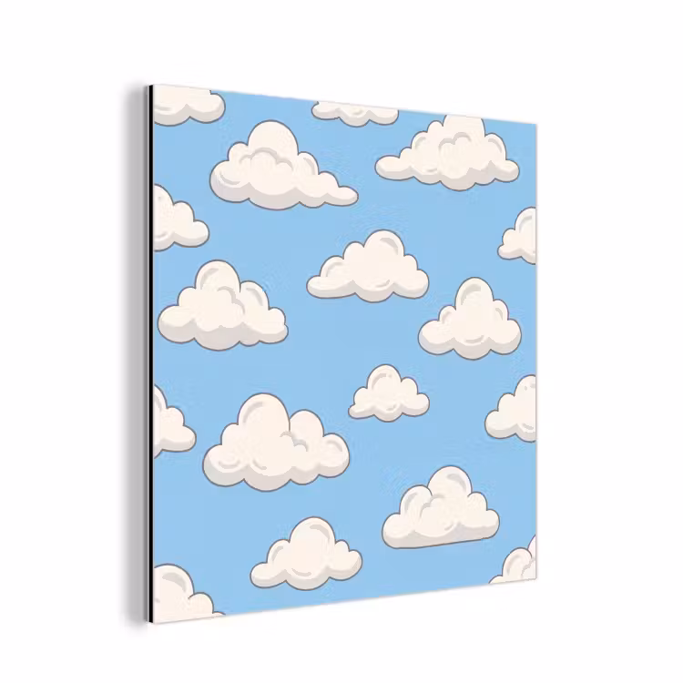 Aluminium schilderij - Wolk - Cartoon - Lucht - Blauw - Wit — 1