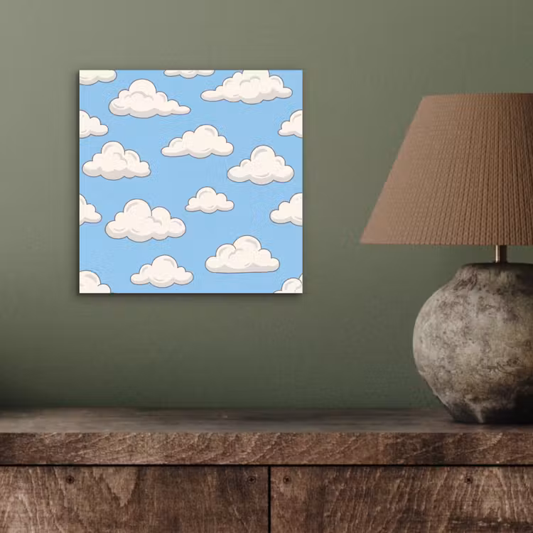 Aluminium schilderij - Wolk - Cartoon - Lucht - Blauw - Wit — 3