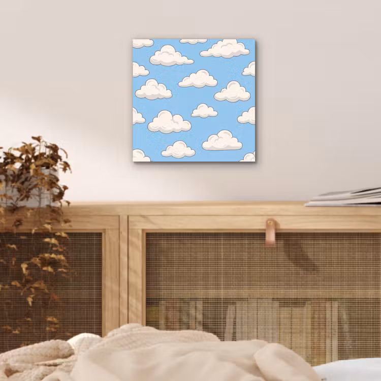 Aluminium schilderij - Wolk - Cartoon - Lucht - Blauw - Wit — 4