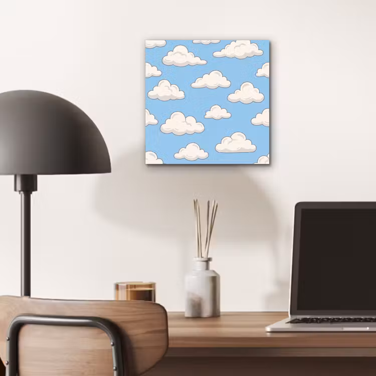 Aluminium schilderij - Wolk - Cartoon - Lucht - Blauw - Wit — 6