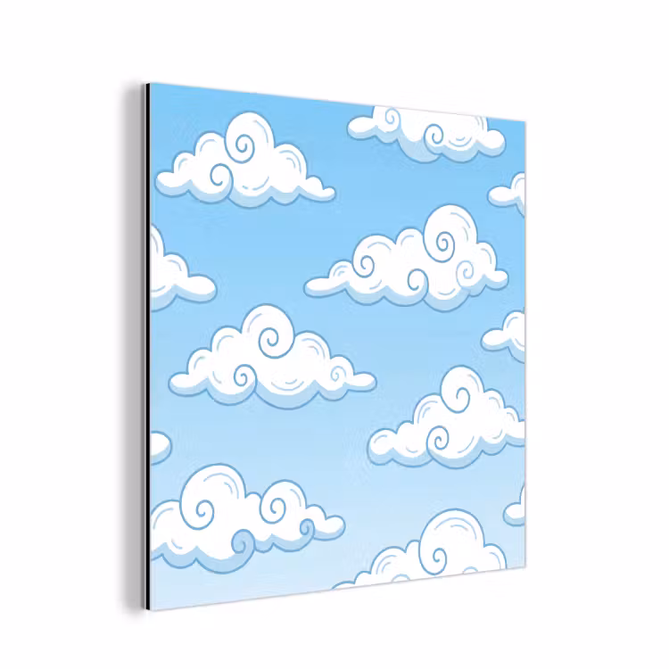 Aluminium schilderij - Wolk - Lucht - Cartoon - Blauw - Wit — 1