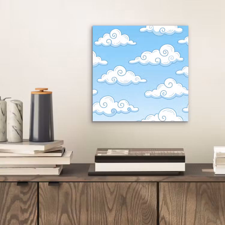 Aluminium schilderij - Wolk - Lucht - Cartoon - Blauw - Wit — 2