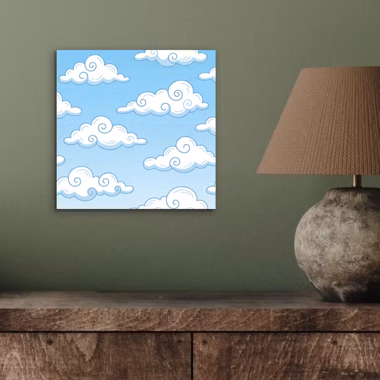 Aluminium schilderij - Wolk - Lucht - Cartoon - Blauw - Wit — 3