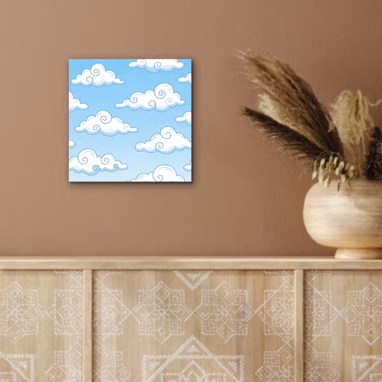 Aluminium schilderij - Wolk - Lucht - Cartoon - Blauw - Wit — 5