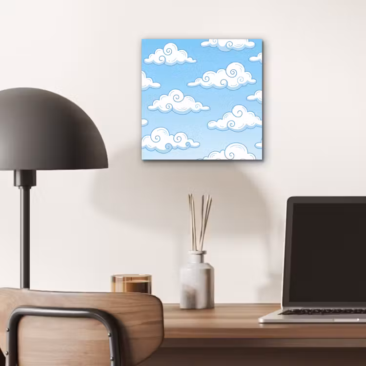 Aluminium schilderij - Wolk - Lucht - Cartoon - Blauw - Wit — 6