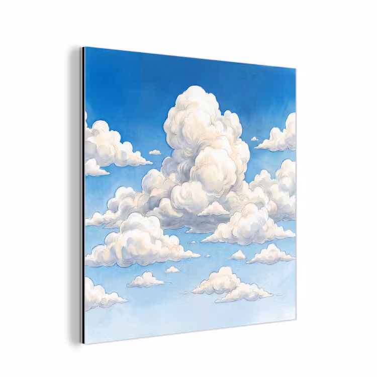Aluminium schilderij - Wolken - Blauwe lucht - Natuur - Modern - Wit — 1