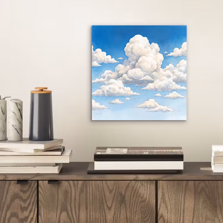 Aluminium schilderij - Wolken - Blauwe lucht - Natuur - Modern - Wit — 2