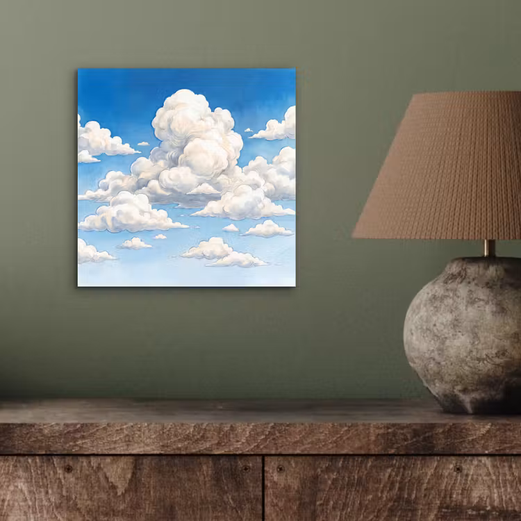 Aluminium schilderij - Wolken - Blauwe lucht - Natuur - Modern - Wit — 3
