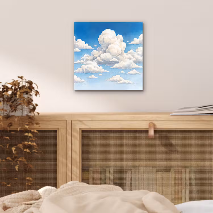 Aluminium schilderij - Wolken - Blauwe lucht - Natuur - Modern - Wit — 4