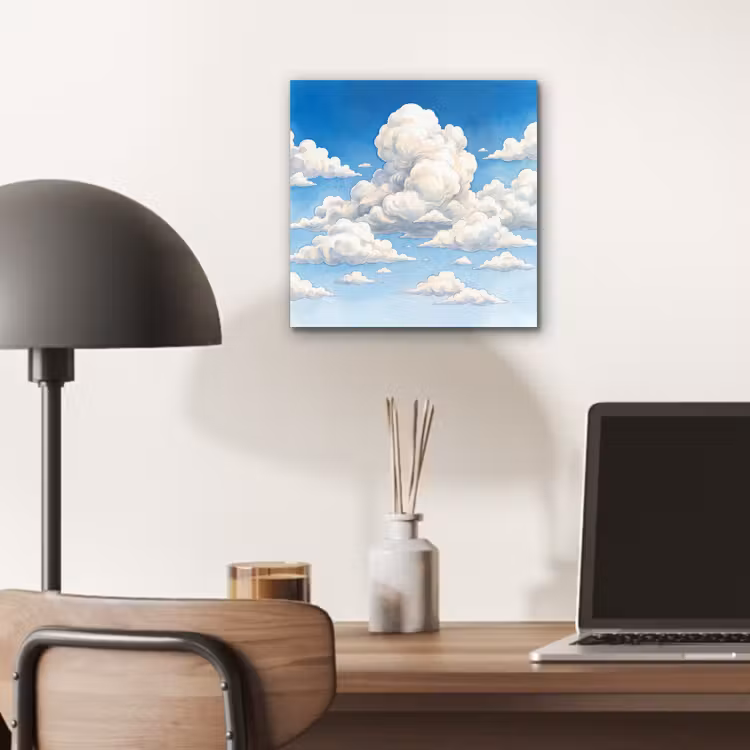 Aluminium schilderij - Wolken - Blauwe lucht - Natuur - Modern - Wit — 6
