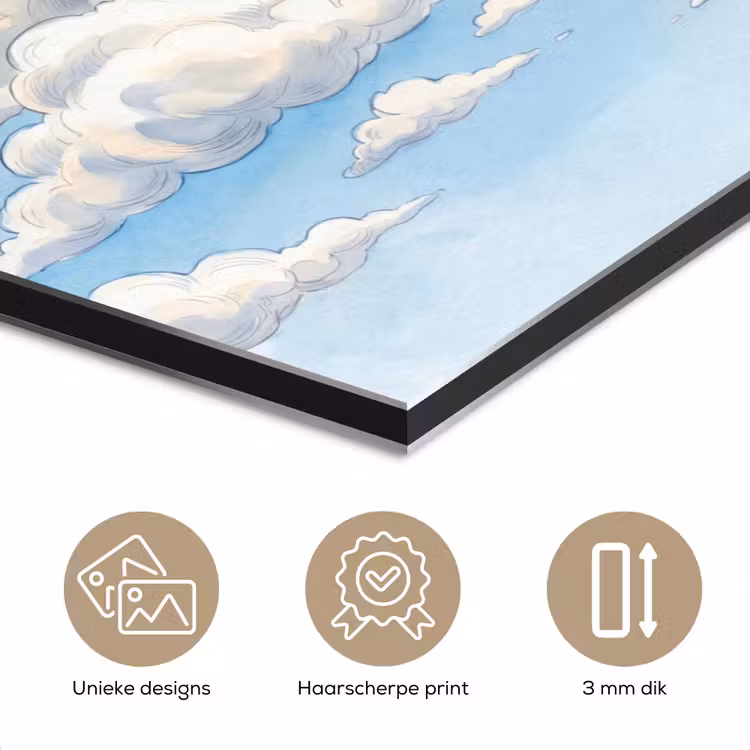 Aluminium schilderij - Wolken - Blauwe lucht - Natuur - Modern - Wit — 7