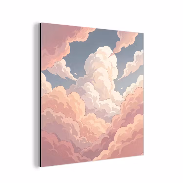 Aluminium schilderij - Wolken - Lucht - Natuur - Pastel - Roze — 1