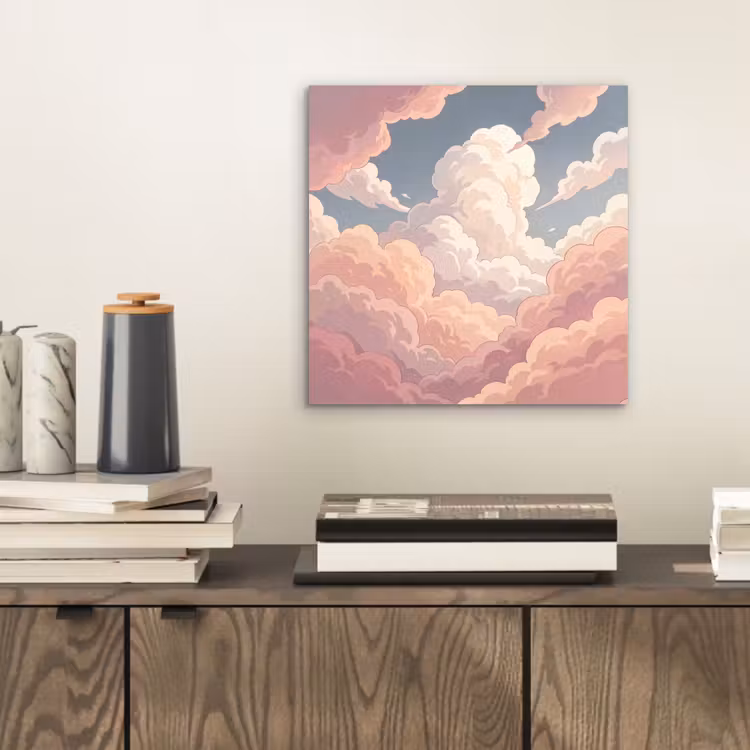 Aluminium schilderij - Wolken - Lucht - Natuur - Pastel - Roze — 2