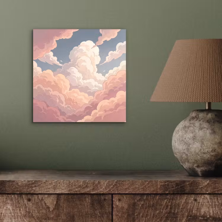 Aluminium schilderij - Wolken - Lucht - Natuur - Pastel - Roze — 3