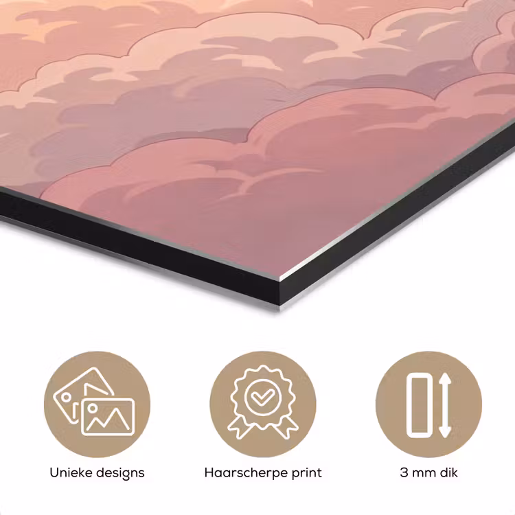 Aluminium schilderij - Wolken - Lucht - Natuur - Pastel - Roze — 7