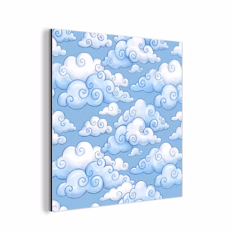 Aluminium schilderij - Wolken - Patroon - Hemel - Illustratie - Wit — 1