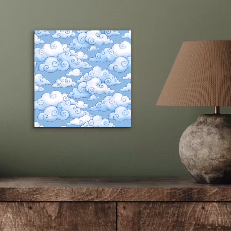 Aluminium schilderij - Wolken - Patroon - Hemel - Illustratie - Wit — 3