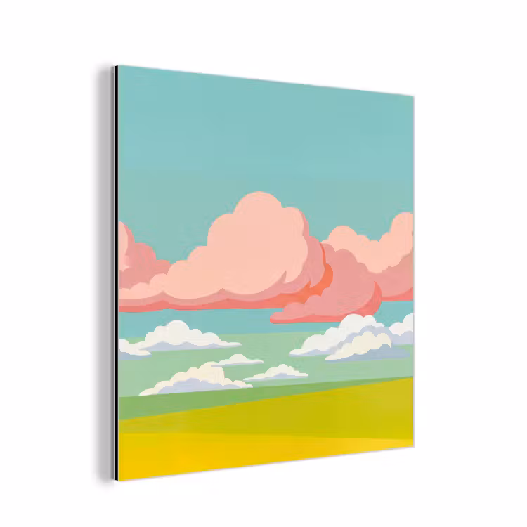Aluminium schilderij - Wolken - Roze - Natuur - Modern - Pastel — 1