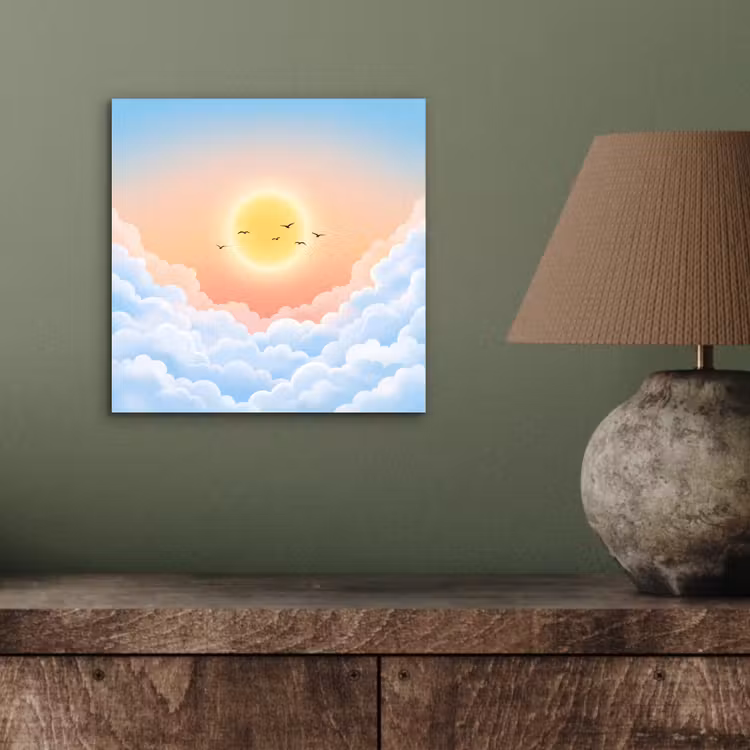 Aluminium schilderij - Zon - Vogels - Lucht - Natuur - Geel — 3