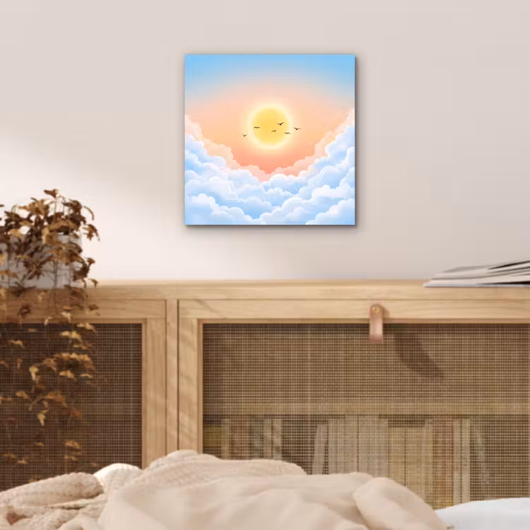 Aluminium schilderij - Zon - Vogels - Lucht - Natuur - Geel — 4