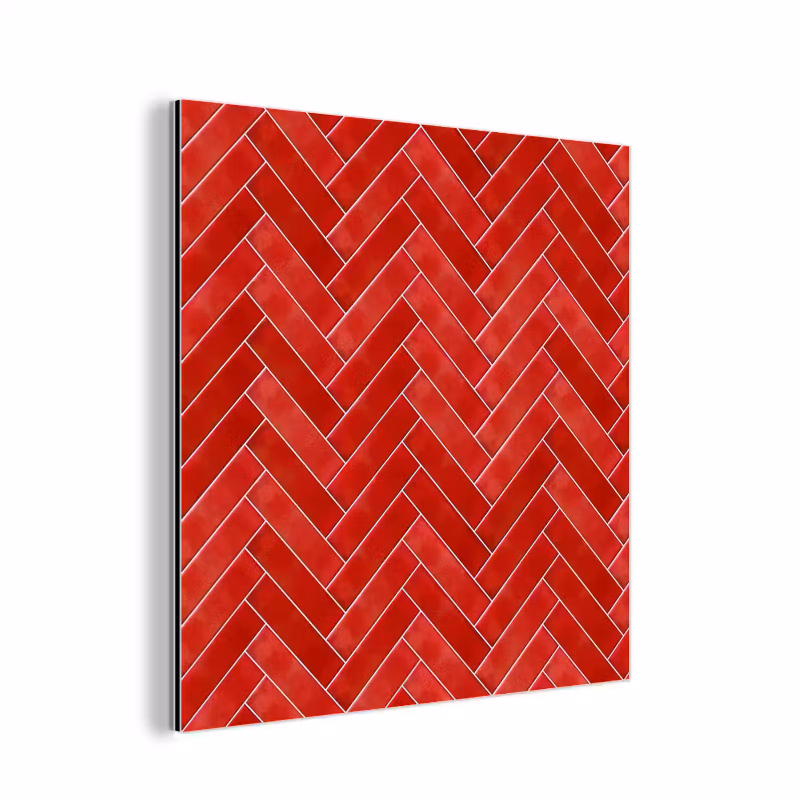 Aluminium schilderij - Visgraat - Tegel - Rood — 1