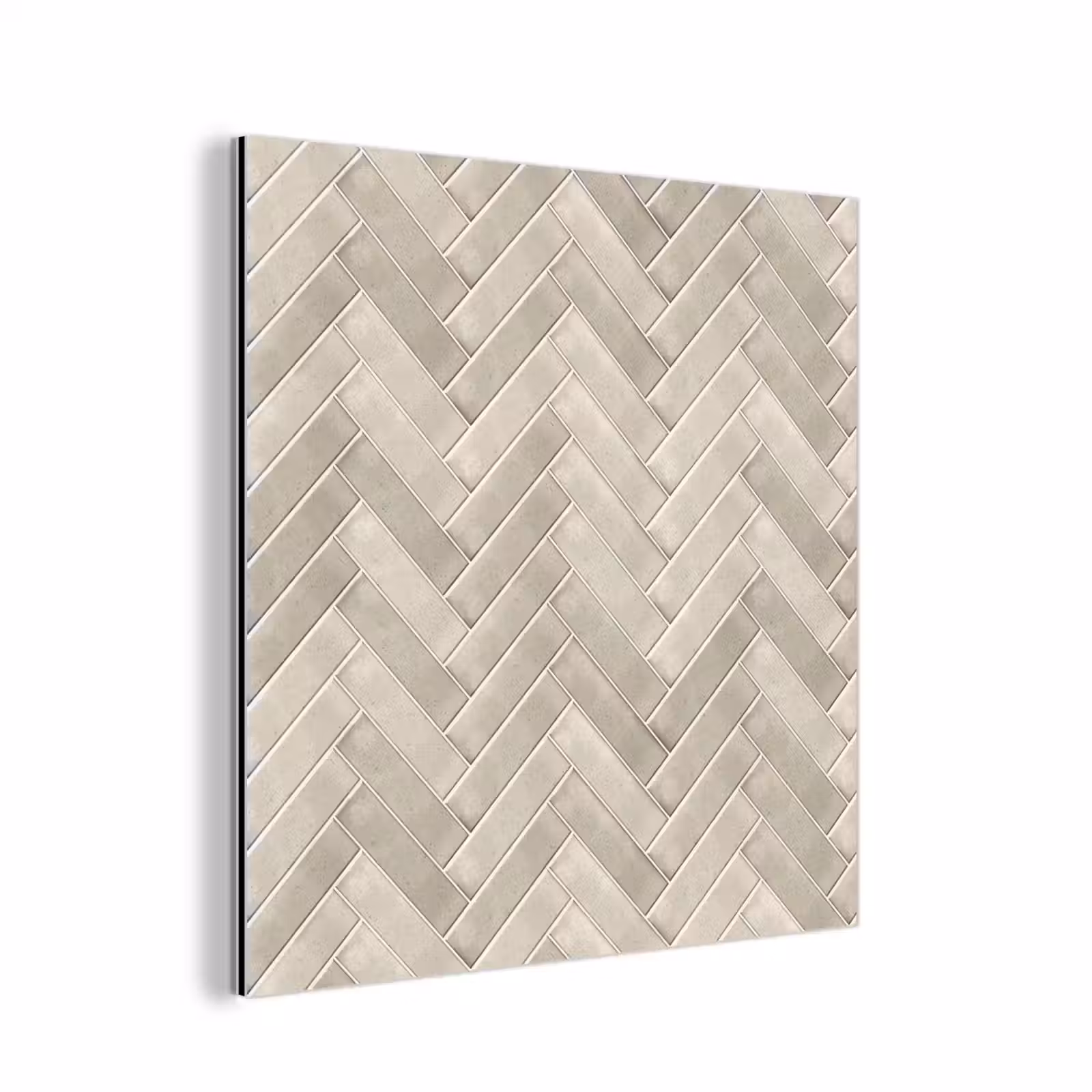 Aluminium schilderij - Visgraat - Wandtegel - Beige — 1