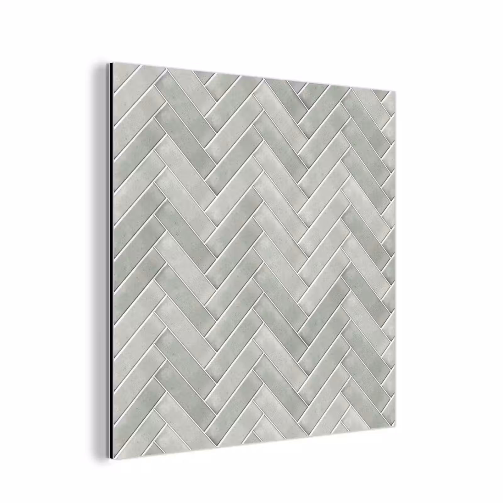 Aluminium schilderij - Visgraat - Wandtegel - Grijs — 1