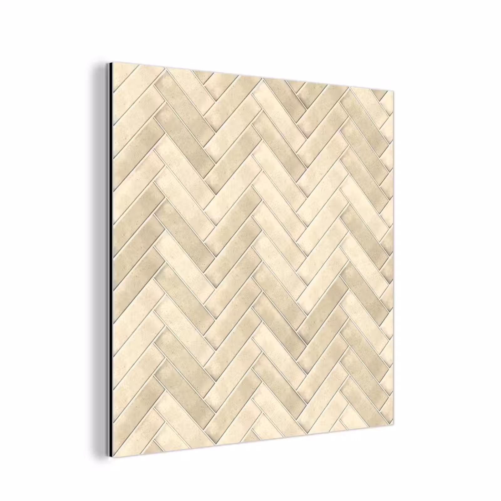 Aluminium schilderij - Visgraat - Wandtegel - Licht Beige — 1