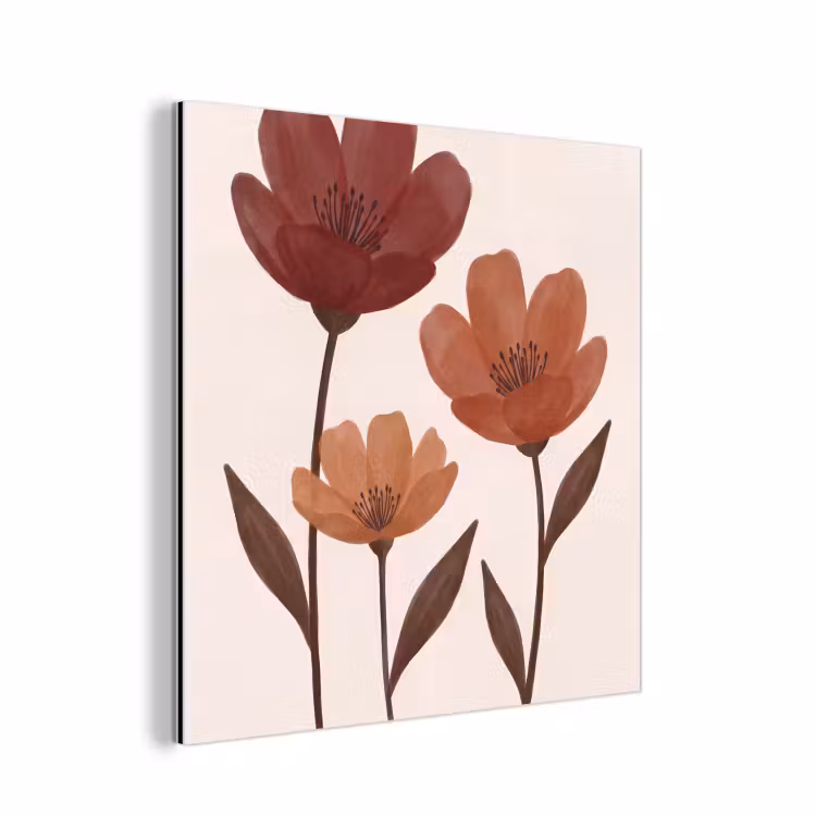 Aluminium schilderij - Bloemen - Abstract - Modern - Bruin - Decoratief — 1