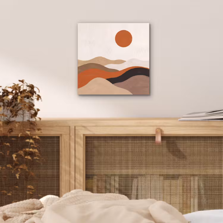 Aluminium schilderij - Landschap - Heuvels - Zon - Abstract - Oranje — 4