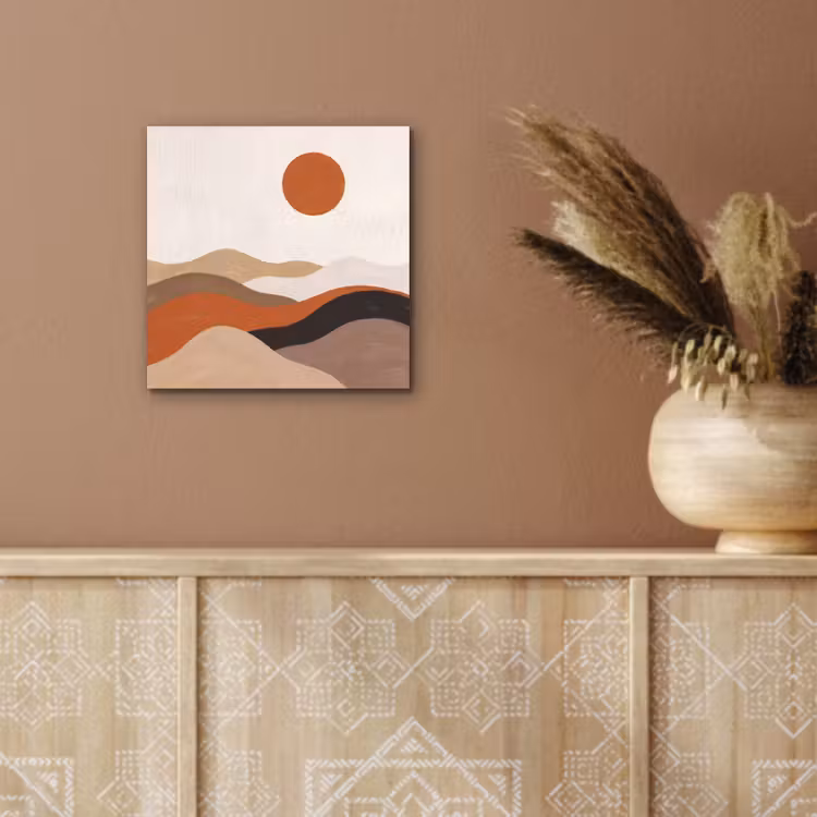 Aluminium schilderij - Landschap - Heuvels - Zon - Abstract - Oranje — 5