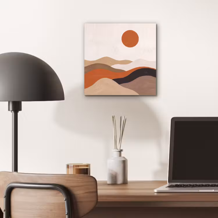 Aluminium schilderij - Landschap - Heuvels - Zon - Abstract - Oranje — 6