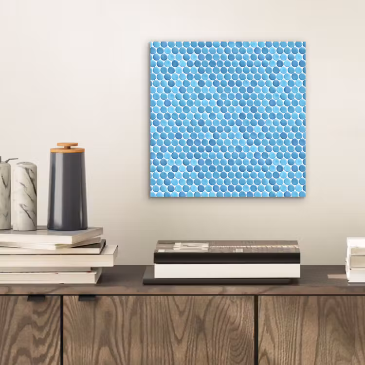 Aluminium schilderij - Penny - Mozaïek - Lichtblauw — 2