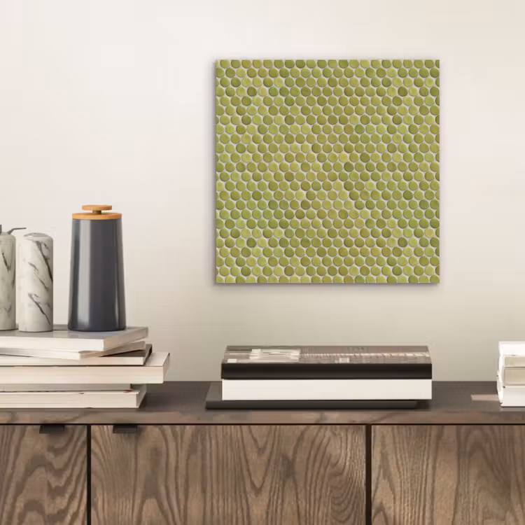 Aluminium schilderij - Penny - Mozaïek - Olijfgroen — 2