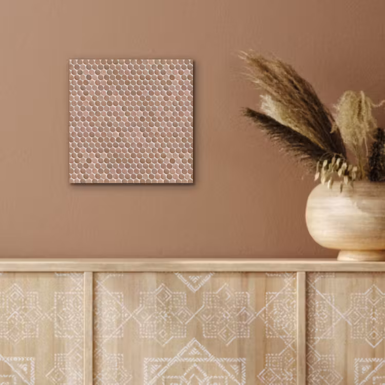 Aluminium schilderij - Penny - Mozaïek - Oudroze - Terracotta — 5