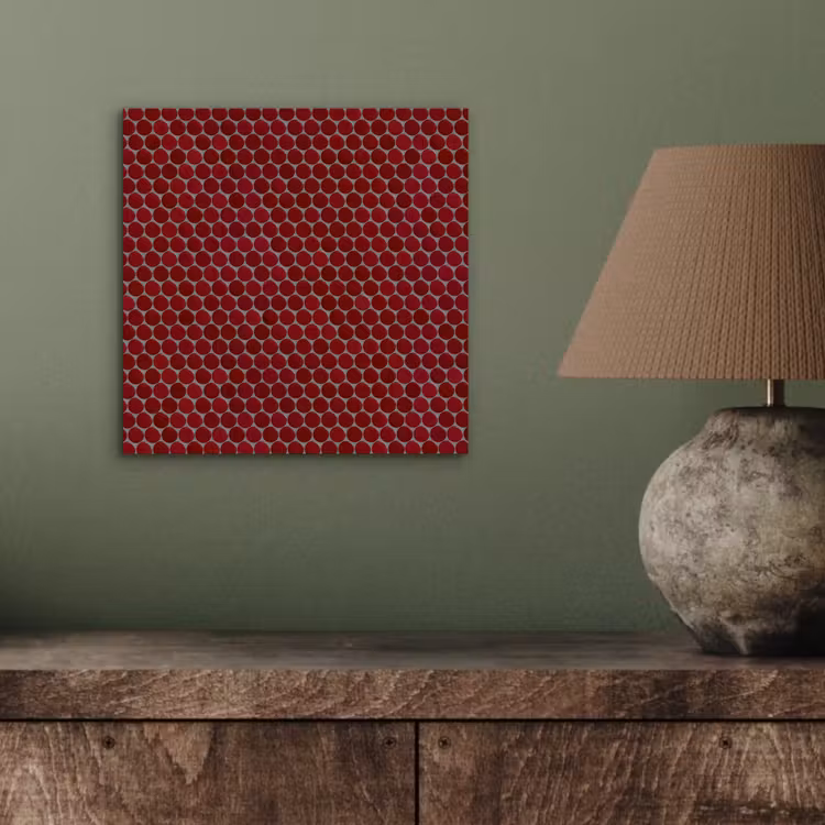 Aluminium schilderij - Penny - Mozaïek - Rond - Rood — 3