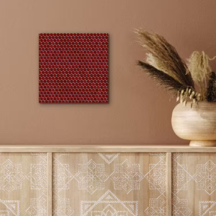 Aluminium schilderij - Penny - Mozaïek - Rond - Rood — 5