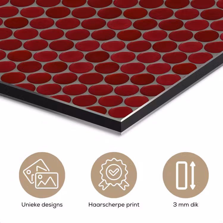 Aluminium schilderij - Penny - Mozaïek - Rond - Rood — 7