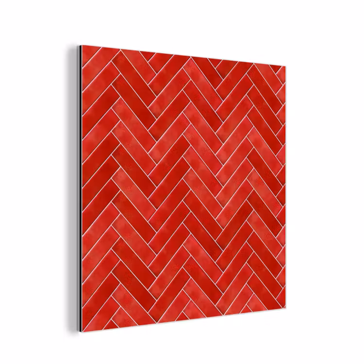 Aluminium schilderij - Visgraat - Tegel - Rood — 1
