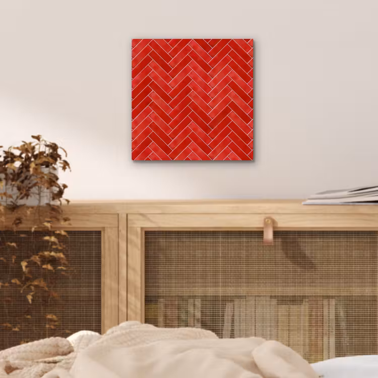 Aluminium schilderij - Visgraat - Tegel - Rood — 4