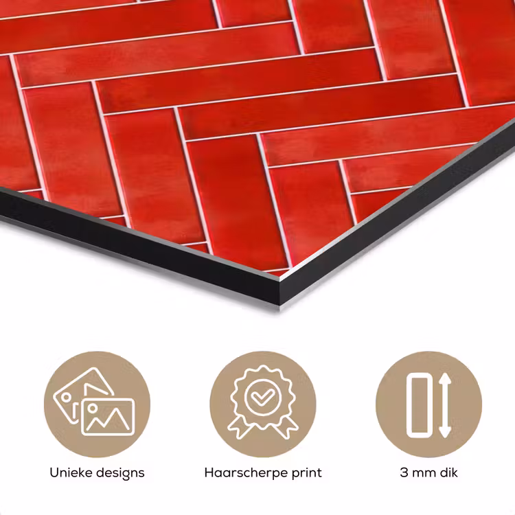 Aluminium schilderij - Visgraat - Tegel - Rood — 7