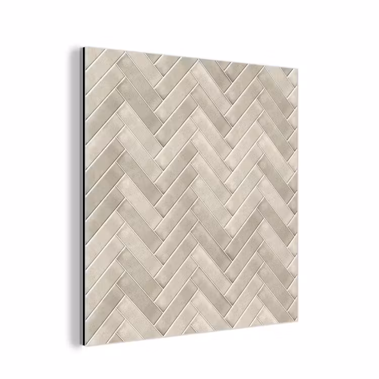 Aluminium schilderij - Visgraat - Wandtegel - Beige — 1