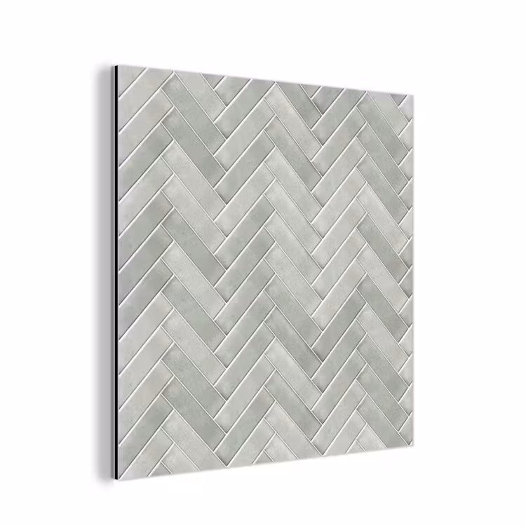 Aluminium schilderij - Visgraat - Wandtegel - Grijs — 1